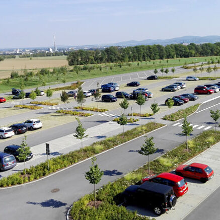 Big car park at the dinosaur park