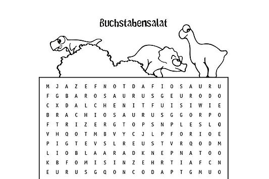 Rätsel Buchstabensalat – Dinosaurier